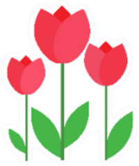 Flat Icon Three Tulip Blooms Sticker