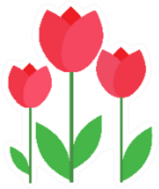 Flat Icon Three Tulip Blooms Sticker