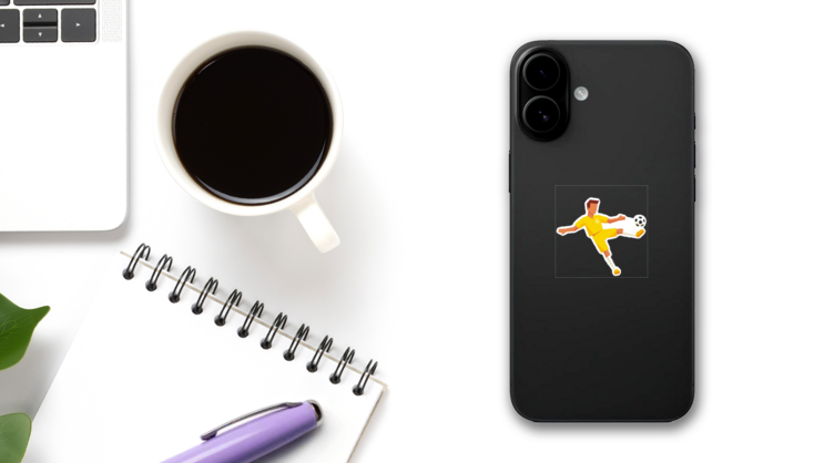Flat Illustration Soccer Player Sticker on a Phone (New) example