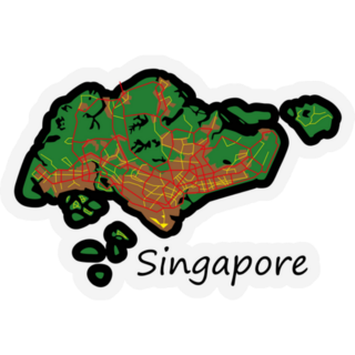 Flat Map Of Singapore Geography Sticker