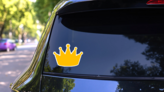 Flat Royal Gold Crown Sticker on a Rear Car Window (New) example