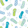 Flip Flops Blue And Green Seamless Pattern Sticker