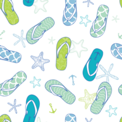 Flip Flops Blue And Green Seamless Pattern Sticker