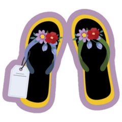 Flip Flops Flowers Sales Tag Sticker