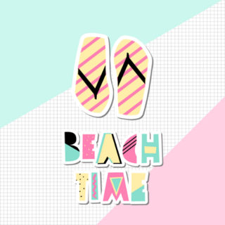 Flip Flops In Pink, Beach Time Sticker