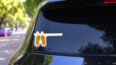 Flip Flops On A Line Sticker on a Rear Car Window (New) example