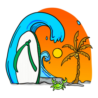 Flip Flops On The Beach Cartoon Sticker