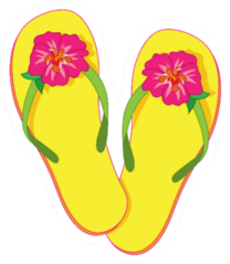 Flip Flops With A Pink Hibiscus Blossom Sticker