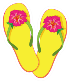 Flip Flops With A Pink Hibiscus Blossom Sticker