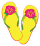Flip Flops With A Pink Hibiscus Blossom Sticker