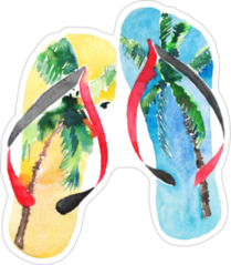Flip Flops With Tropical Palm Design Sticker