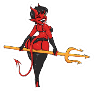 Flirtatious Devil Girl In Lingerie Sticker