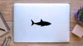 Floating Shark Silhouette Sticker on a Laptop (New) example