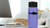 Floating Shark Silhouette Sticker on a Water Bottle (New) example