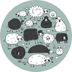 Flock Of Sheeps, Sketch On Teal Sticker