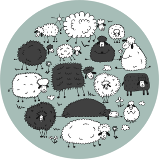Flock Of Sheeps, Sketch On Teal Sticker