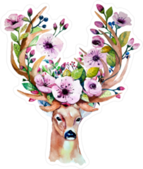 Floral Antlers Deer Sticker