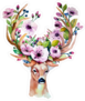 Floral Antlers Deer Sticker
