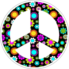 Floral Black Peace Sign Sticker
