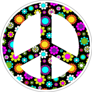 Floral Black Peace Sign Sticker