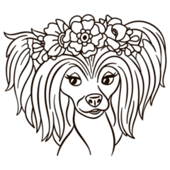 Floral Chinese Crested Sticker