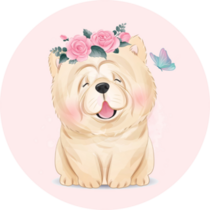 Floral Chow Chow Sticker