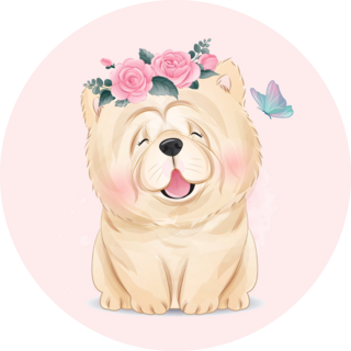 Floral Chow Chow Sticker