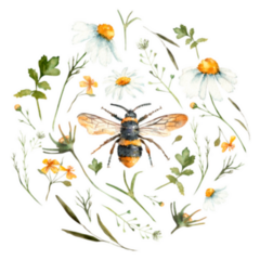 Floral Circle Arrangement Bee Sticker