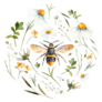 Floral Circle Arrangement Bee Sticker