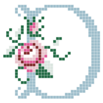 Floral D Stitched Sticker