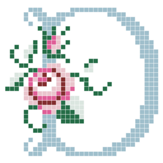 Floral D Stitched Sticker