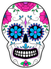Floral Day Of The Dead Skull Sticker