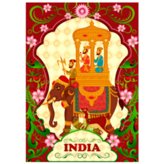 Floral Elephant Ride Incredible India Sticker
