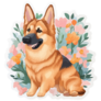 Floral German Shepherd Sticker