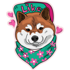 Floral Heart Shiba Inu Sticker