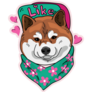 Floral Heart Shiba Inu Sticker