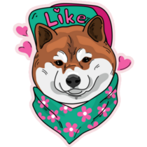Floral Heart Shiba Inu Sticker