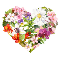 Floral Heart With Flowers From The Garden Watercolor Sticker