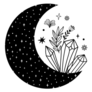 Floral Moon Celestial Crystals Sticker