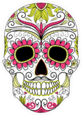 Floral Ornament Day Of The Dead Colorful Skull Sticker