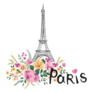 Floral Paris, France Eiffel Tower Landmark Sticker