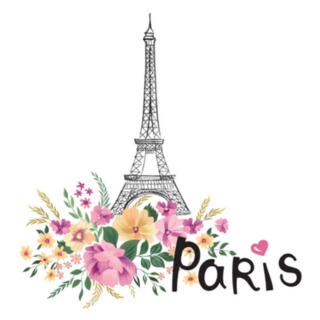 Floral Paris, France Eiffel Tower Landmark Sticker
