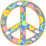 Floral Peace Sign Sticker with Clouds