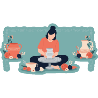 Floral Pottery Sticker