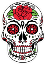 Floral Red and White Sugar Skull Sticker