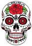 Floral Red and White Sugar Skull Sticker