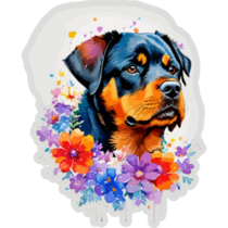 Floral Rottweiler Sticker