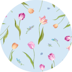 Floral Seamless Pattern With Watercolor Tulips Sticker