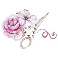 Floral Sew Scissors Sticker