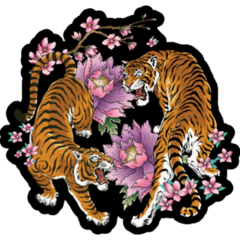 Floral Tiger Tattoo Sticker